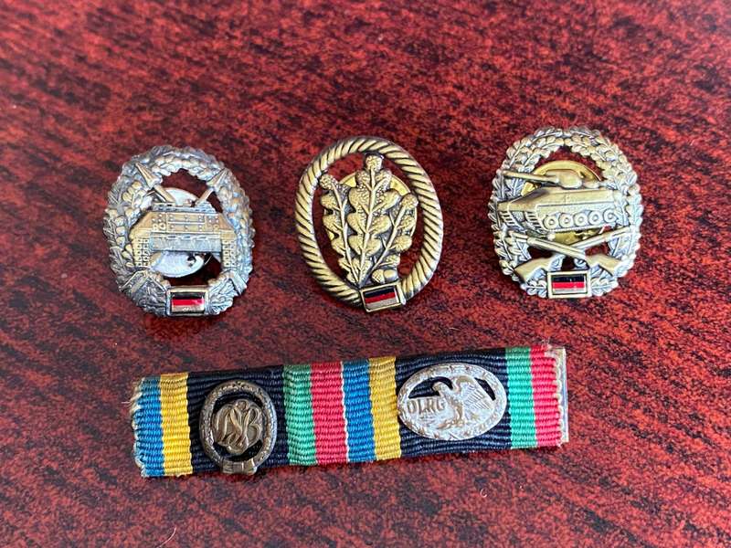 GERMAN ARMED FORCES PIN BADGES X3 AND MEDAL BAR- SOLD TOGETHER