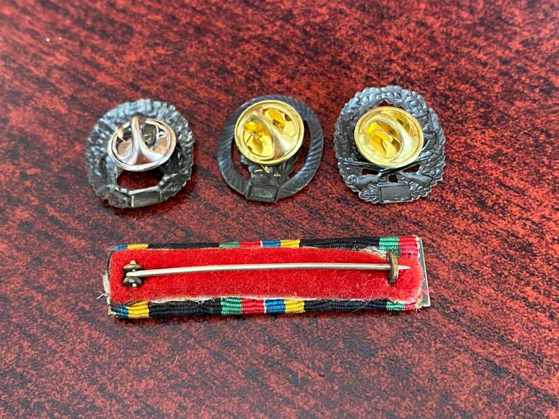 GERMAN ARMED FORCES PIN BADGES X3 AND MEDAL BAR- SOLD TOGETHER