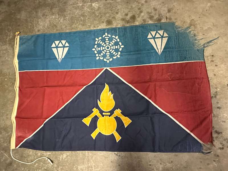 SWA ENGINEER REGT. FLAG-MEASURES 1140 X 1860 CM-COTTON,DOUBLE SIDED-CONDITION-USED-FROM COL. RADMORE