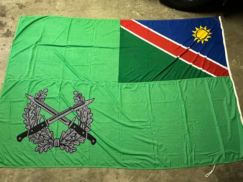 LARGE CEREMONIAL SIZE) NAMIBIAN FLAG- LABELLED-COTTON,DOUBLE SIDED-CONDITION UNUSED-MEASURES 180X260