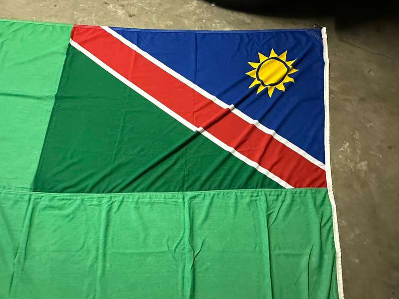 LARGE CEREMONIAL SIZE) NAMIBIAN FLAG- LABELLED-COTTON,DOUBLE SIDED-CONDITION UNUSED-MEASURES 180X260