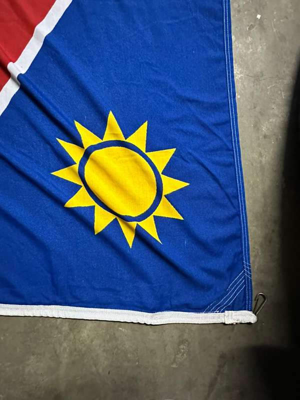 LARGE CEREMONIAL SIZE) NAMIBIAN FLAG- LABELLED-COTTON,DOUBLE SIDED-CONDITION UNUSED-MEASURES 180X260