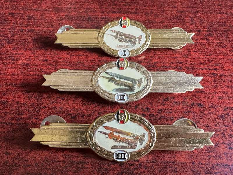 EAST GERMAN (GDR) ARMY OFFICER QUALIFICATION BADGE FOR AIR DEFENCE-3 CLASSES-SOLD TOGETHER-1958-1990