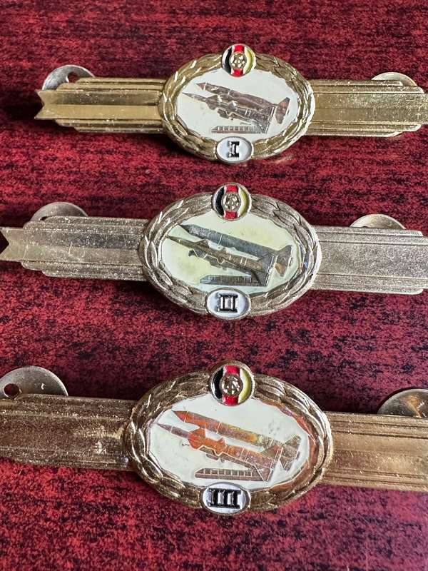EAST GERMAN (GDR) ARMY OFFICER QUALIFICATION BADGE FOR AIR DEFENCE-3 CLASSES-SOLD TOGETHER-1958-1990