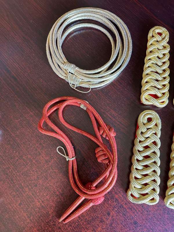 BULLION EMBROIDERED SHOULDER PADS FOR NAMIBIAN MILITARY BAND-SOLD WITH 2 LANYARDS
