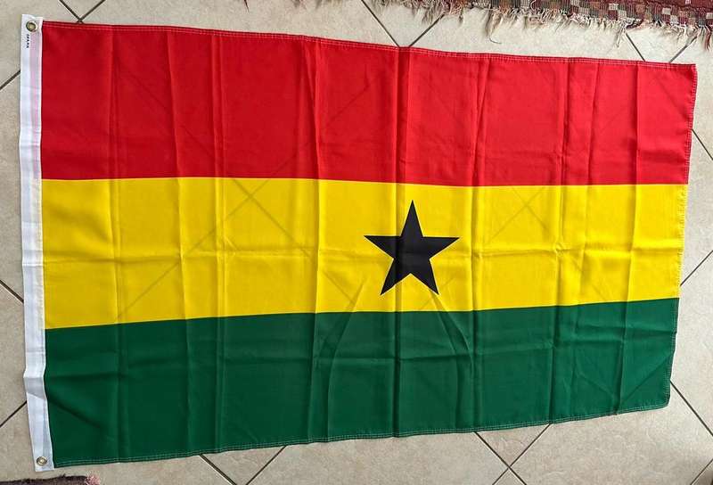 FLAG FOR GHANA-POLYESTER DOUBLE SIDED-MEASURES 154-85 CM-CONDITION-VERY GOOD