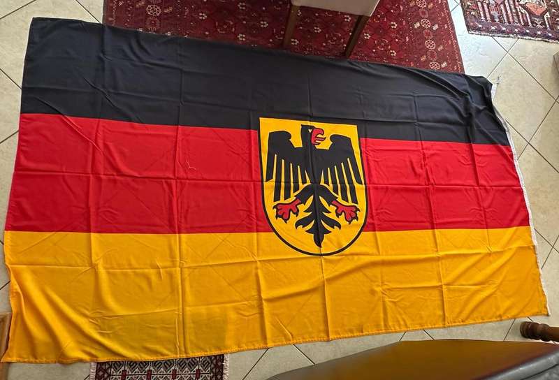 LARGE CEREMONIAL FLAG OF GERMANY,OFFICIALLY KNOWN AS THE BUNDESFLAGGE-ADOPTED MAY 9 1949-COTTON-MEAS