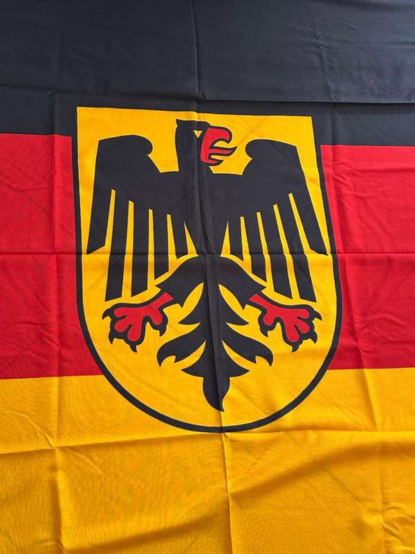 LARGE CEREMONIAL FLAG OF GERMANY,OFFICIALLY KNOWN AS THE BUNDESFLAGGE-ADOPTED MAY 9 1949-COTTON-MEAS
