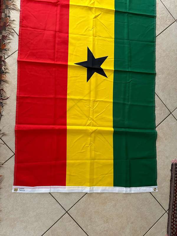 GHANA FLAG-POLYESTER-MEASURES 90 X 153 CM-DOUBLE SIDED-CONDITION UNUSED