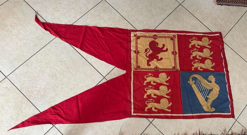 BRITISH ROYAL STANDARD FLAG-FLOWN WHEN THE KING IS PRESENT-MEASURES 69 X 154 CM- COTTON-DOUBLE SIDED