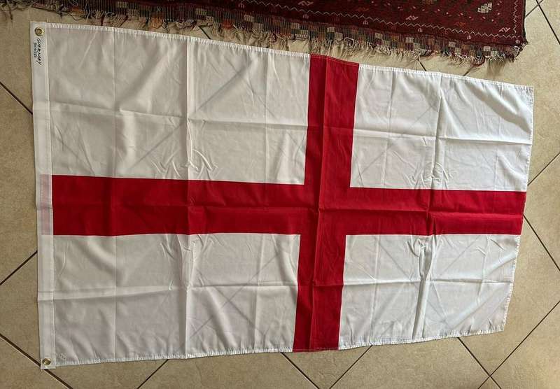 FLAG FOR GUERNSEY-POLYESTER-MEASURES 90X55CM-DOUBLE SIDED-CONDITION UNUSED