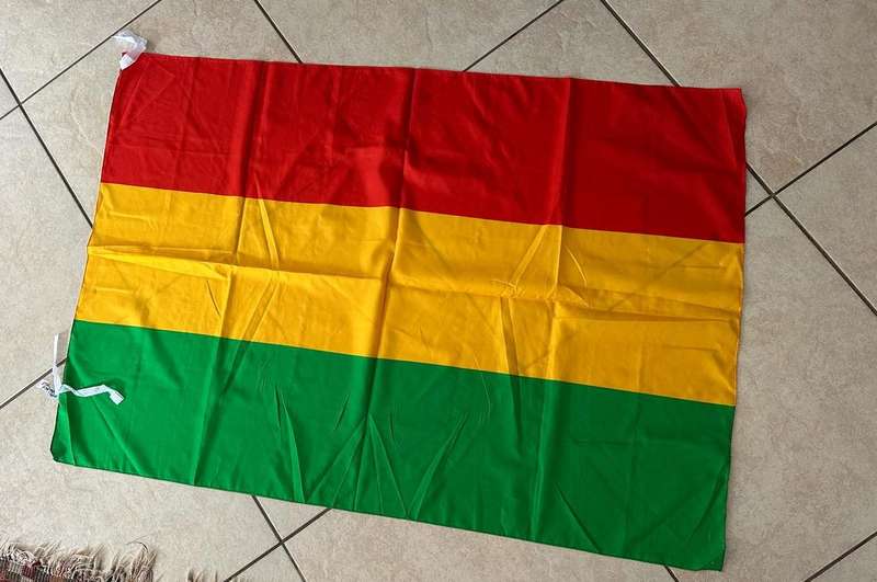ETHIOPIAN FLAG-POLYESTER-DOUBLE SIDED-CONDITION UNUSED-MEASURES 730 X 1080 MM
