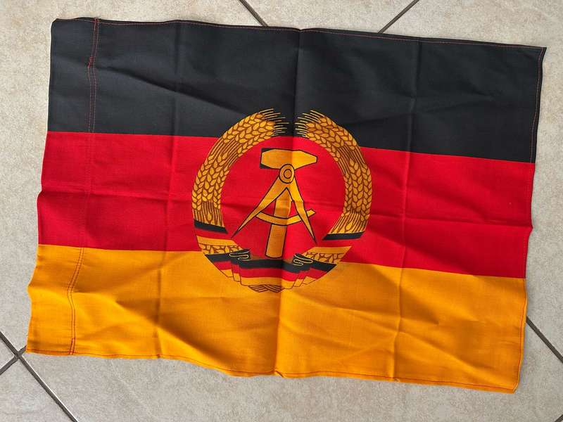 EAST GERMAN STORM FLAG-MEASURES 40 X 60 CM-SILK-DOUBLE SIDED-COMES WITH MAKERS LABEL