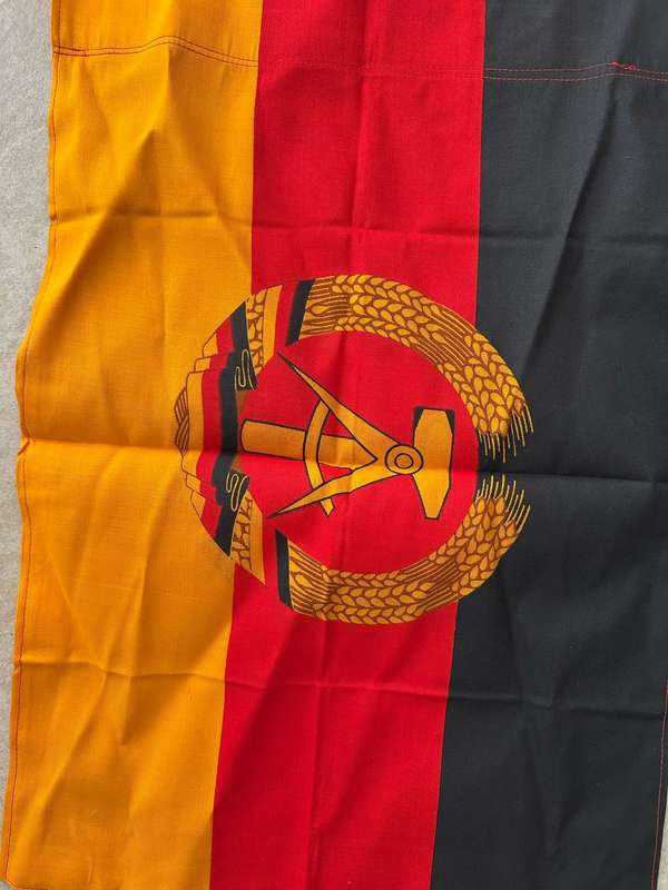 EAST GERMAN STORM FLAG-MEASURES 40 X 60 CM-SILK-DOUBLE SIDED-COMES WITH MAKERS LABEL