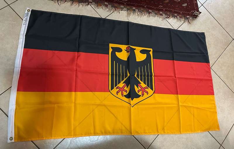 FEDERAL REPUBLIC OF GERMANY STATE FLAG 88X152 CM-POLYESTER-DOUBLE SIDED-CONDITION UNUSED