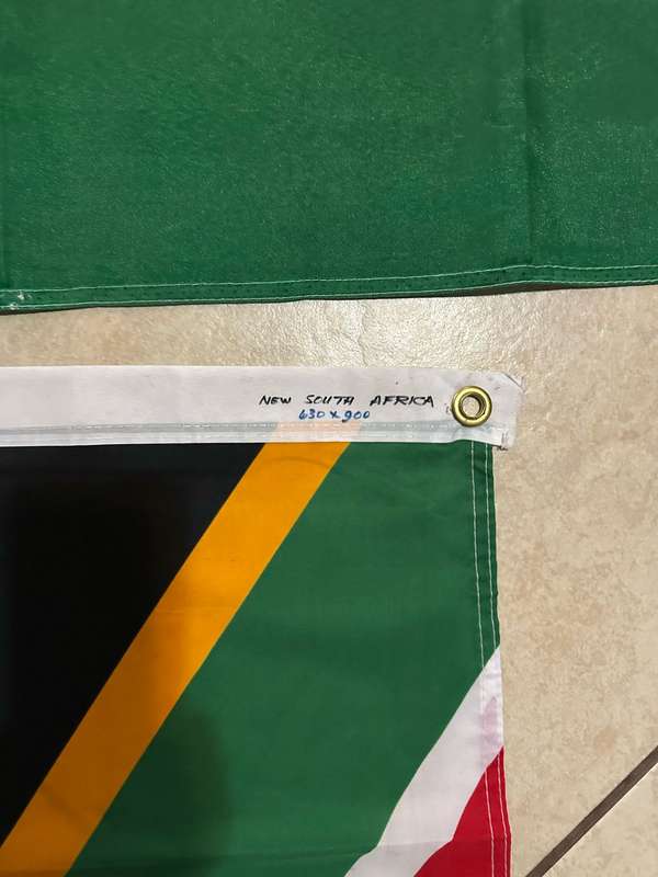 NIGERIA FLAG-COTTON-DOUBLE SIDED-MEASURES 90X153CM-SOLD WITH SA FLAG-POLYESTER-MEASURES 63X 90 CM