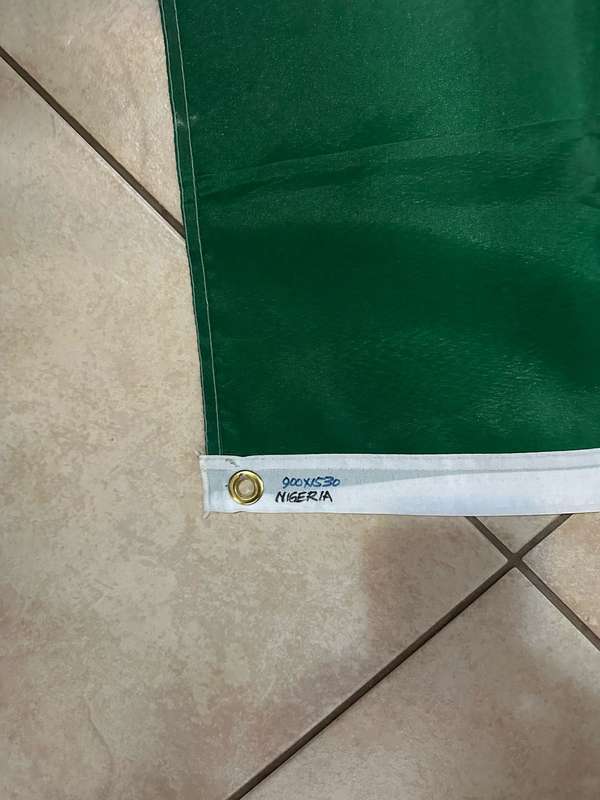 NIGERIA FLAG-COTTON-DOUBLE SIDED-MEASURES 90X153CM-SOLD WITH SA FLAG-POLYESTER-MEASURES 63X 90 CM