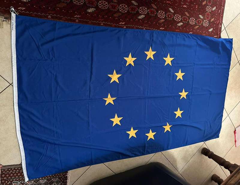 LARGE EUROPEAN UNION FLAG-COTTON-DOUBLE SIDED-MEASURES 120X210 CM-CONDITION UNUSED