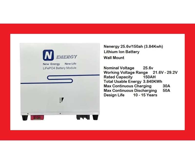 24 Volt 3.84KWh Nenergy Lithium Battery And Crystal Inverter Bundle