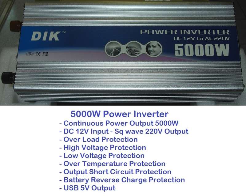 Solar Power Inverter 5000W Continuous Input 12V DC Output 220V AC