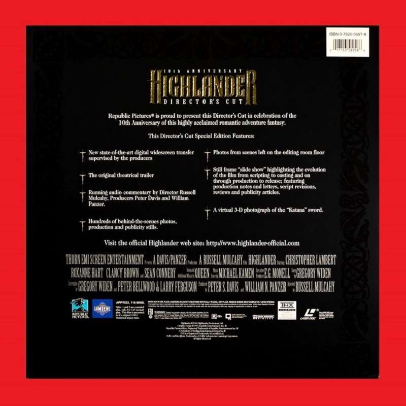 LaserDisc - Highlander - 10th Anniversary Director's Cut