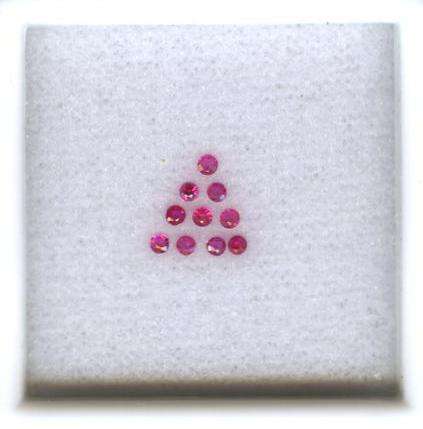 Ruby [Thailand] - 10 x Pigeon Blood Red Faceted Round Shape - Total 0.45cts
