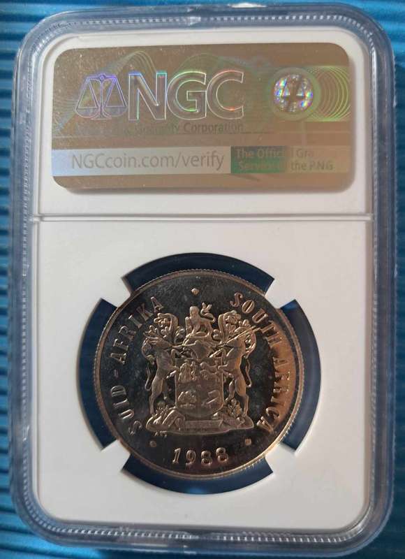 *** 1988 - SA SILVER R1 - HUGENOTE - NGC PF66 ULTRA CAMEO ***