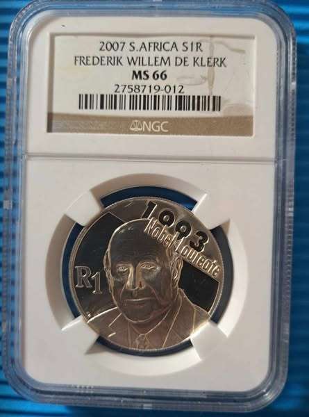 *** 2007 - SA SILVER R1 - FW DE KLERK - NGC MS66 ***