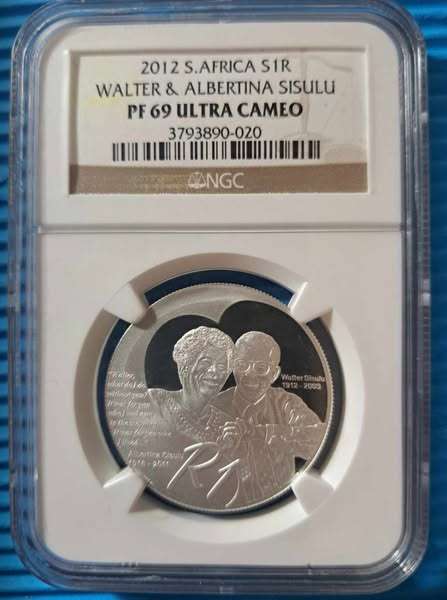 *** 2012 - SA SILVER R1 - WALTER AND ALBERTINA SISULU - NGC PF69 ULTRA CAMEO ***
