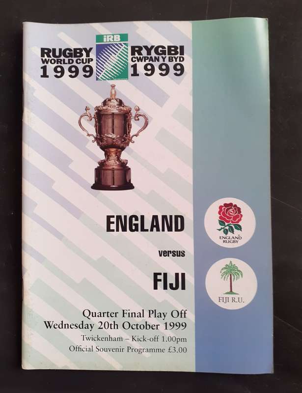 England vs Fiji 1999 Rugby World Cup 1/4 Final Play Off Match Programme