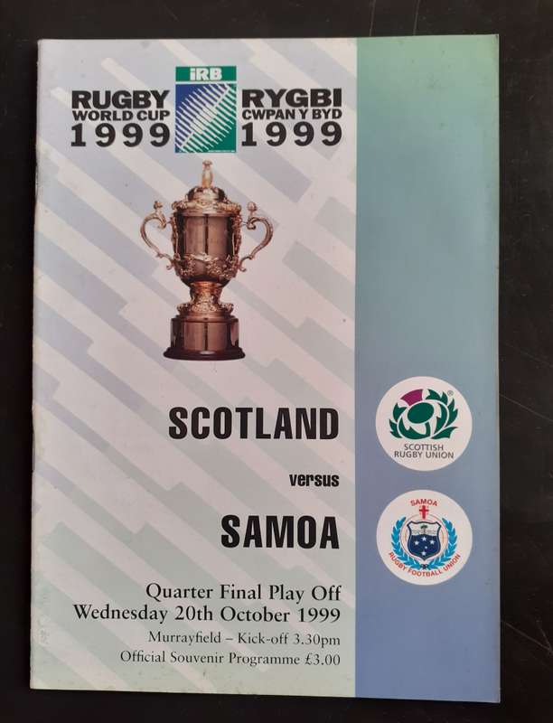 Scotland vs Samoa 1999 Rugby World Cup 1/4 Final Play Off Match Programme