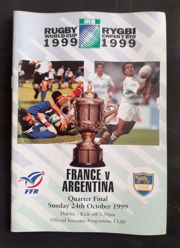France vs Argentina 1999 Rugby World Cup 1/4 Final Match Programme