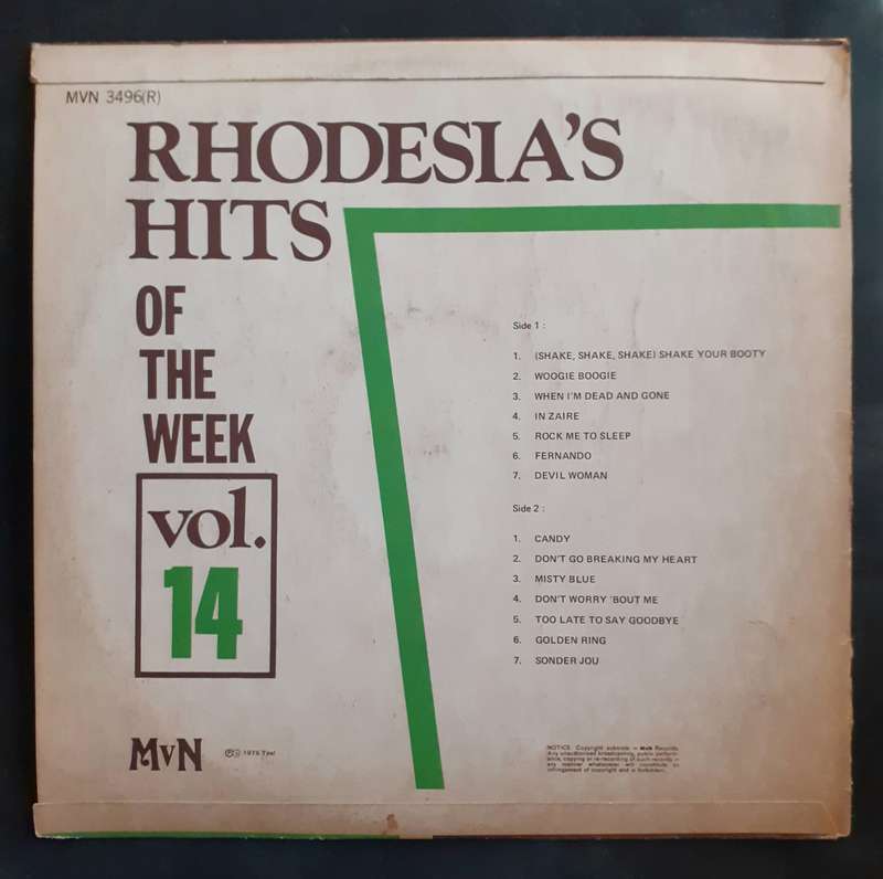 Rhodesia's Hits Of The Week Vol. 14 LP Vinyl Record