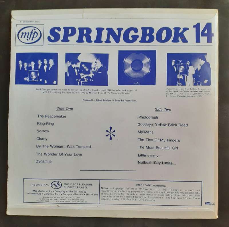 Springbok Hit Parade Vol.14 LP Vinyl Record