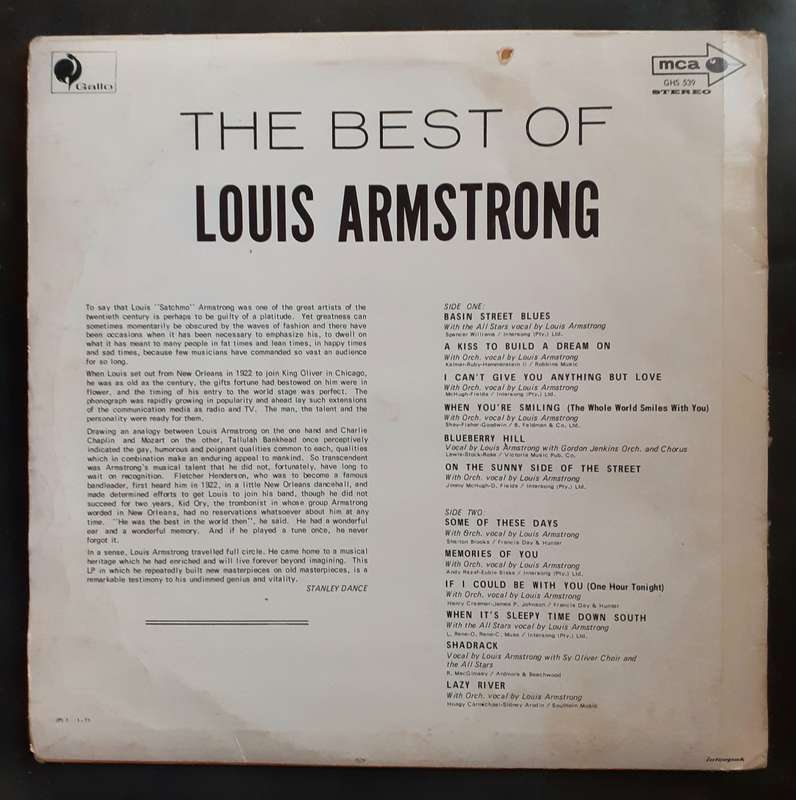 Louis Armstrong - The Best Of Louis Armstrong LP Vinyl Record