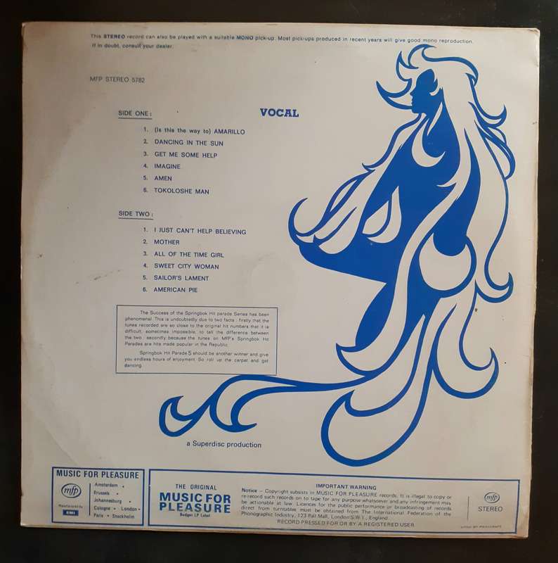 Springbok Hit Parade Vol.5 LP Vinyl Record