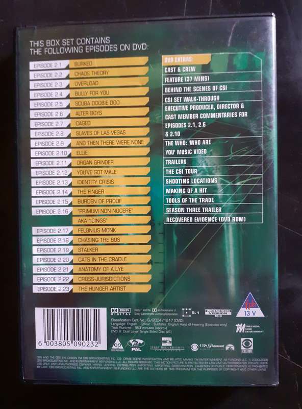 CSI : Crime Scene Investigation - The Complete Season 2 (6 DVD Set)