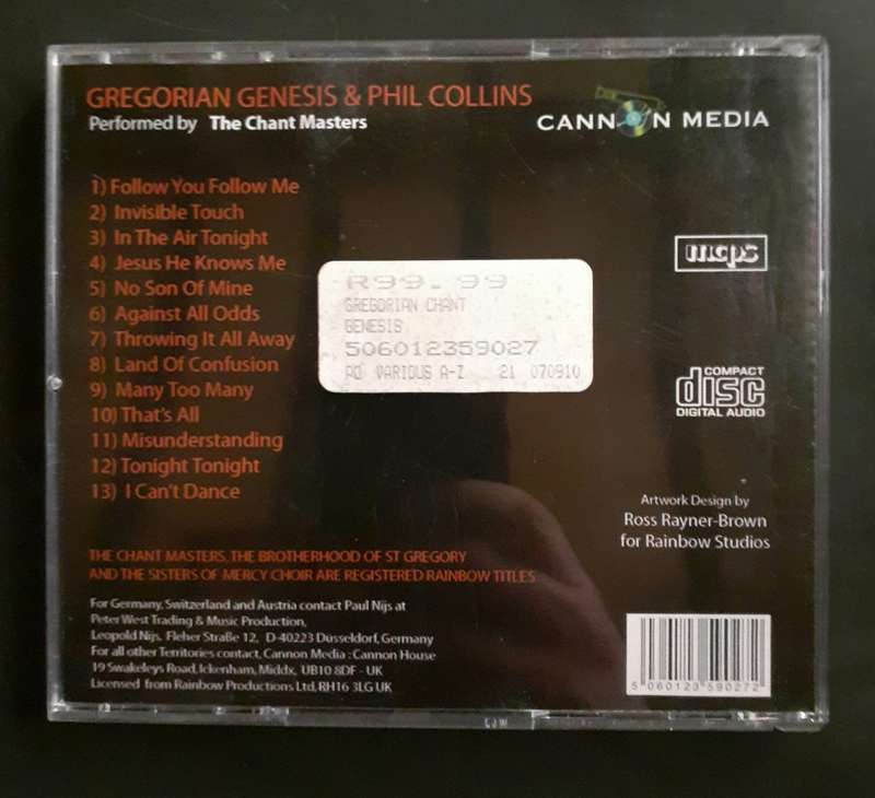 Gregorian - Chant  Genesis & Phil Collins (CD) - Europe Edition