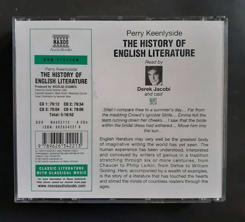 Perry Keenlyside - History of English Literature Read by Derek Jacobi - Audio Book (4 CD Set)