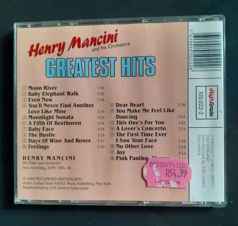 Henry Mancini and His Orchestra Greatest Hits (CD)