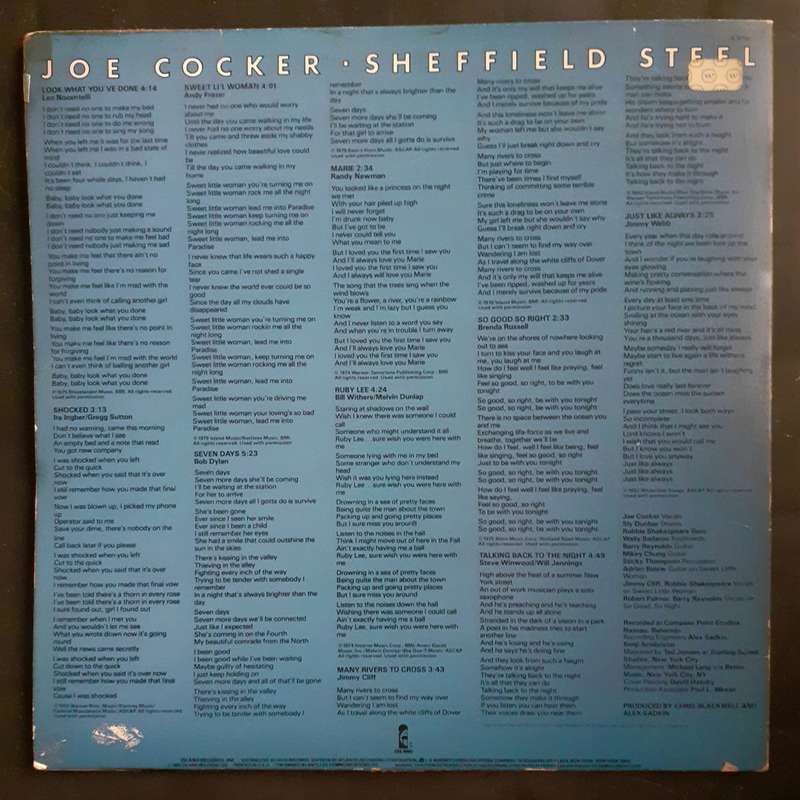 Joe Cocker - Sheffield Steel LP Vinyl Record - USA Pressing