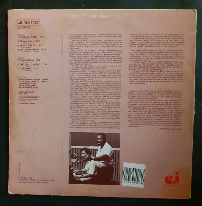 Cat Anderson - Cat Speaks LP Vinyl Record - USA Pressing