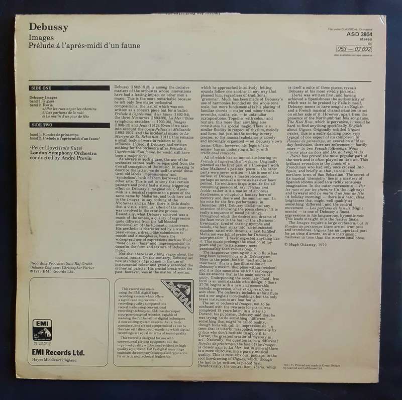 Debussy / London Symphony Orchestra - Images For Orchestra LP Vinyl Record - UK Pressing