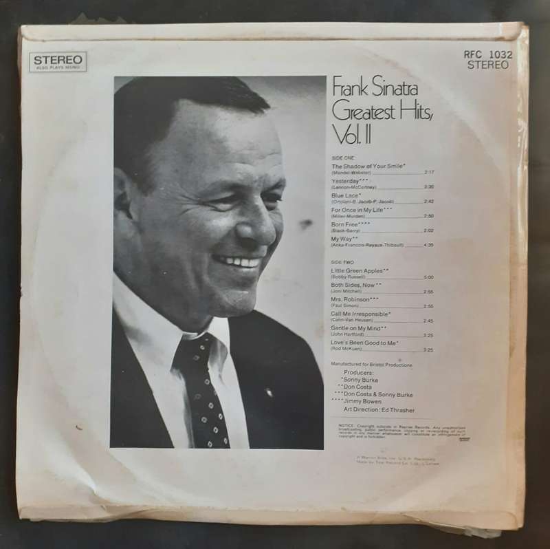 Frank Sinatra Greatest Hits Vol.ll LP Vinyl Record