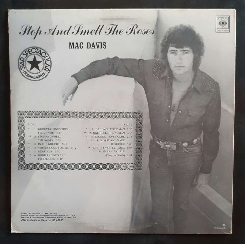 Mac Davis - Stop and Smell The Roses LP Vinyl Record