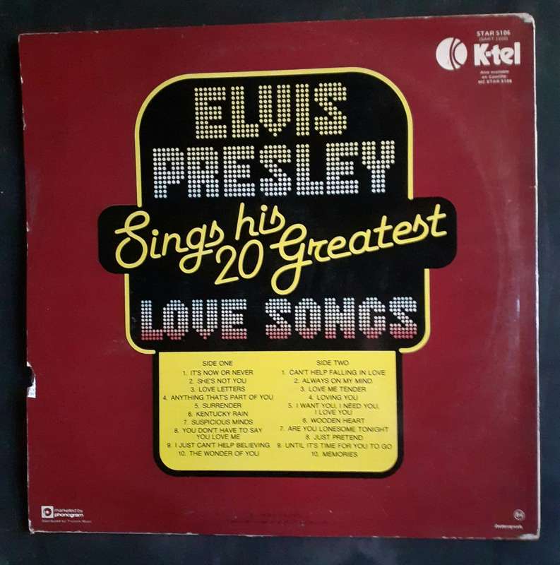 Elvis Presley - Elvis Love Songs (20 Original Songs) LP Vinyl Record