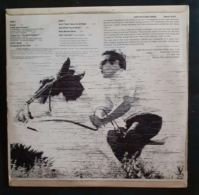 Jose Feliciano - Sings LP Vinyl Record