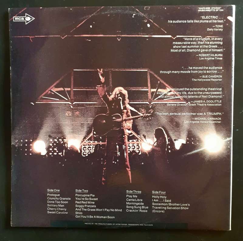 Neil Diamond - Hot August Night Double LP Vinyl Record Set - Australia Pressing