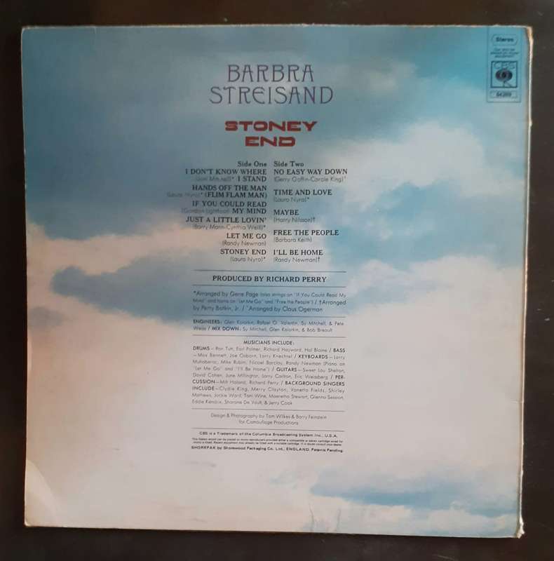Barbra Streisand - Stoney End LP Vinyl Record - UK Pressing
