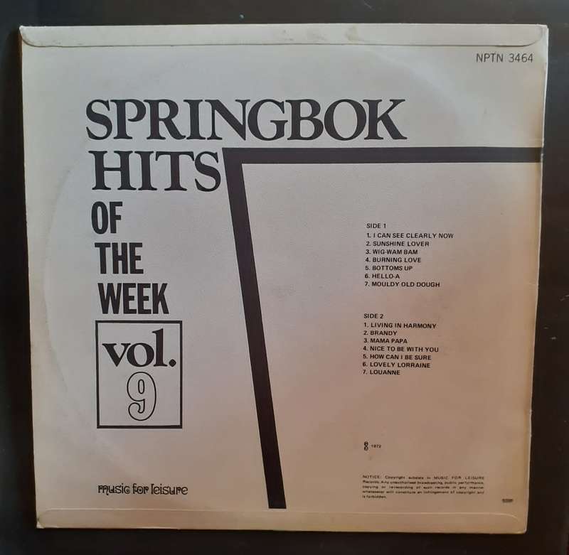 Springbok Hits of The Week Vol.9 LP Vinyl Record